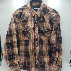 Wrangler Mens Pearl Snap, Heavy Cotton Western Shirt 19X35 Extra Long Tails USA